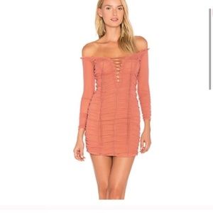 MAJORELLE ruched mini dress